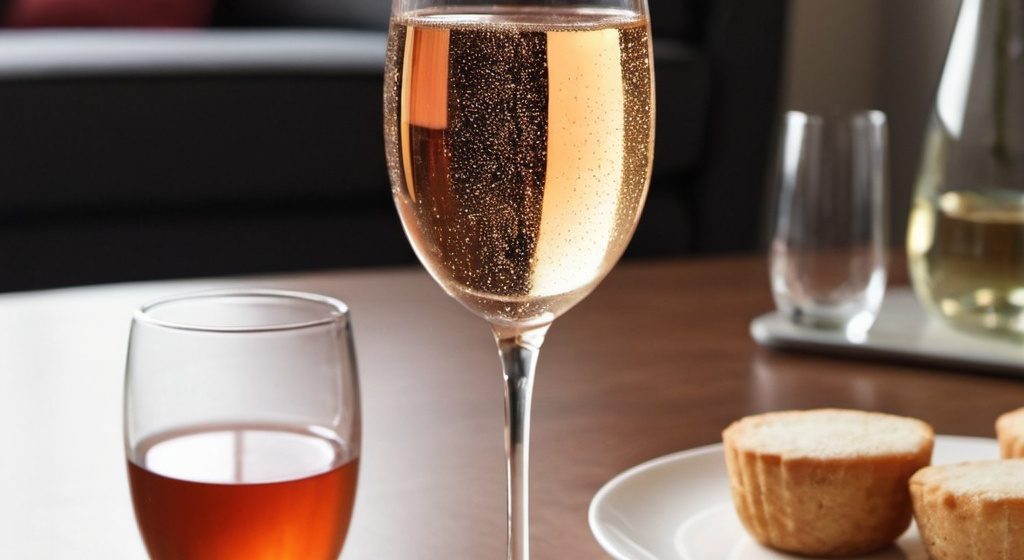 Wine and Tea in a glass on a table